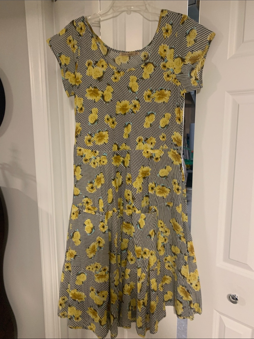 Women’s Yellow Floral Stripe  Dress